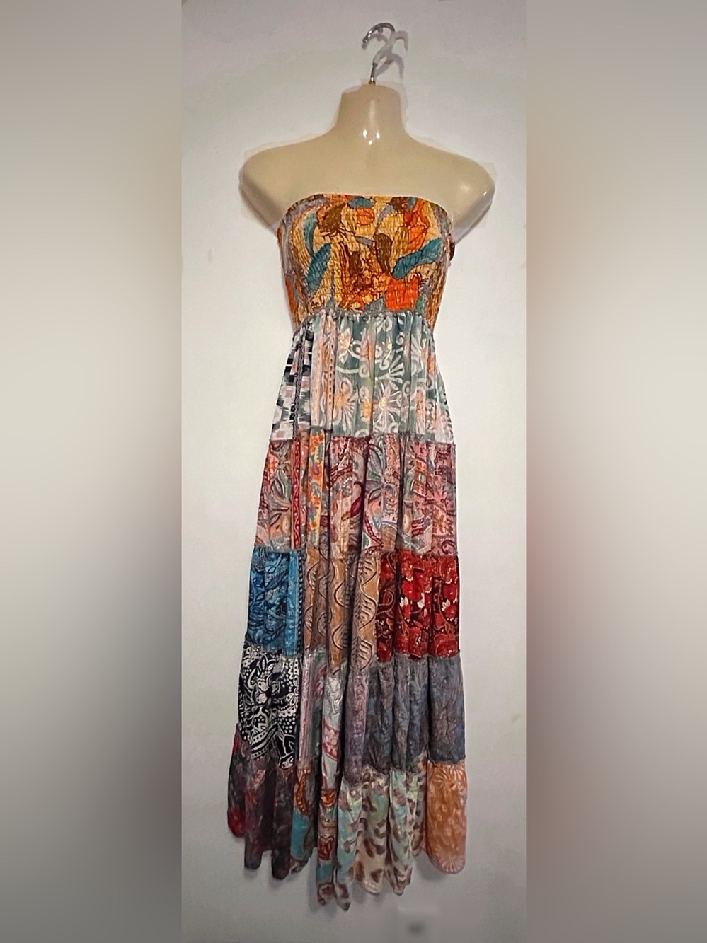 Boho Patchwork Maxi Dress - Multicolor